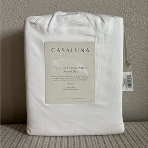 NWT Queen 600 Thread Count Sateen Sheet Set White - Casaluna